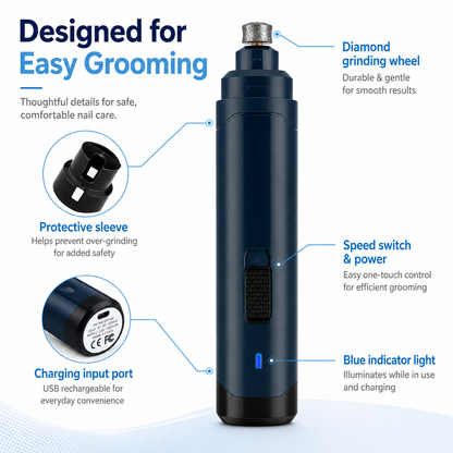 NailGlide - Quiet & Precise Pet Nail Grinder